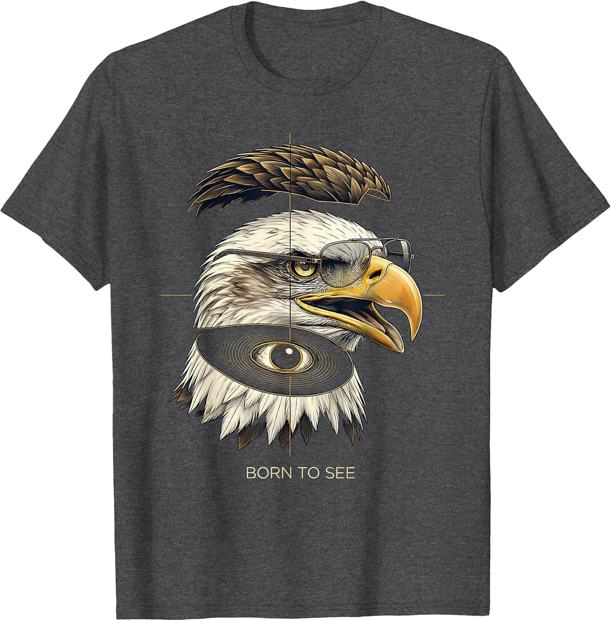 Born To See Exploded View Technical Eagle Pride Kids Teens T-Shirt - Dark Heather Grey