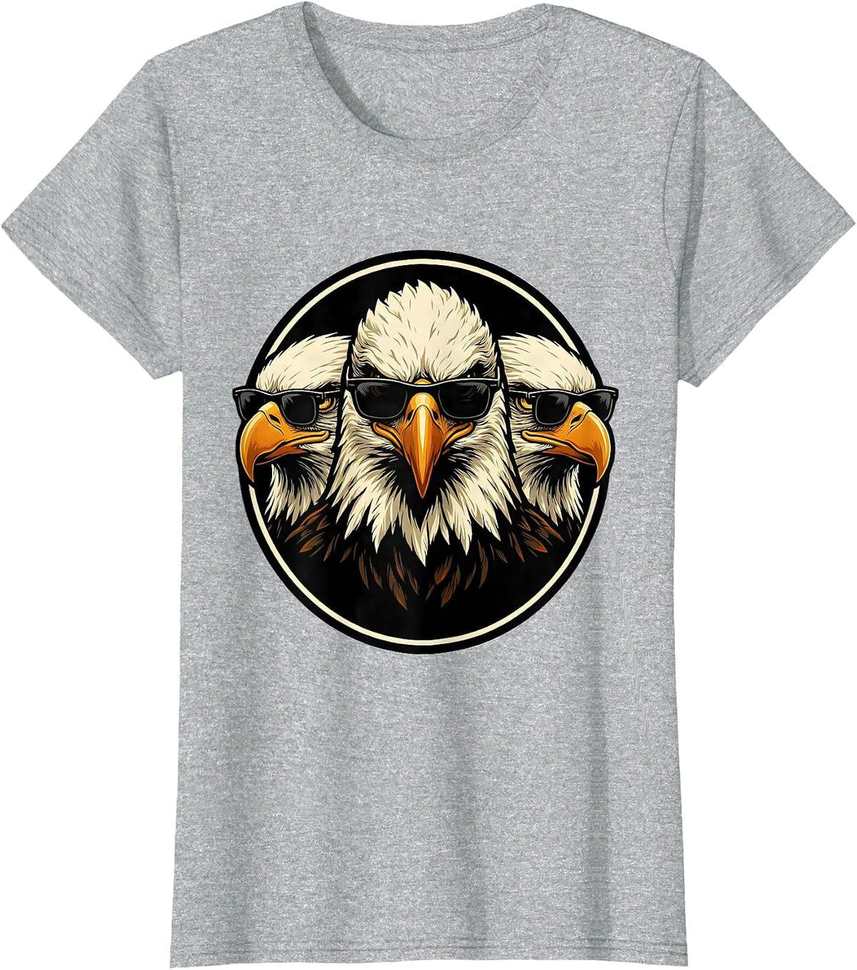 Women's Eagle Mascot Sunglasses Novelty Eagle Lover T-Shirt - Heather Grey