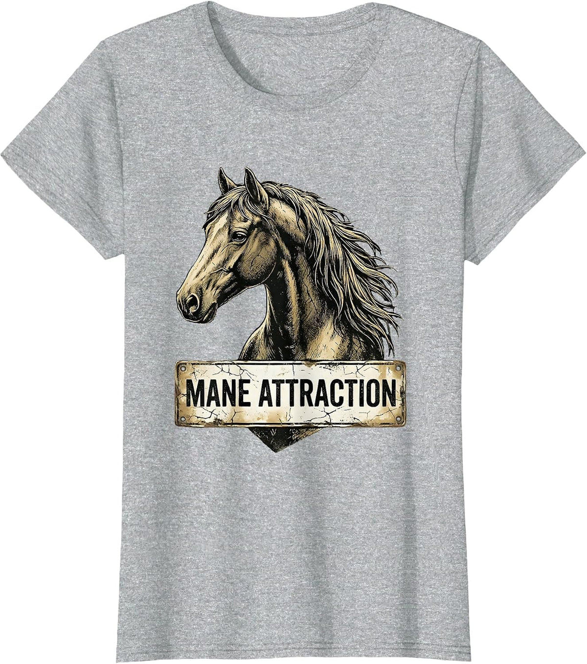 Mane Attraction Horse Lover Graphic Design T-Shirt - Heather Grey