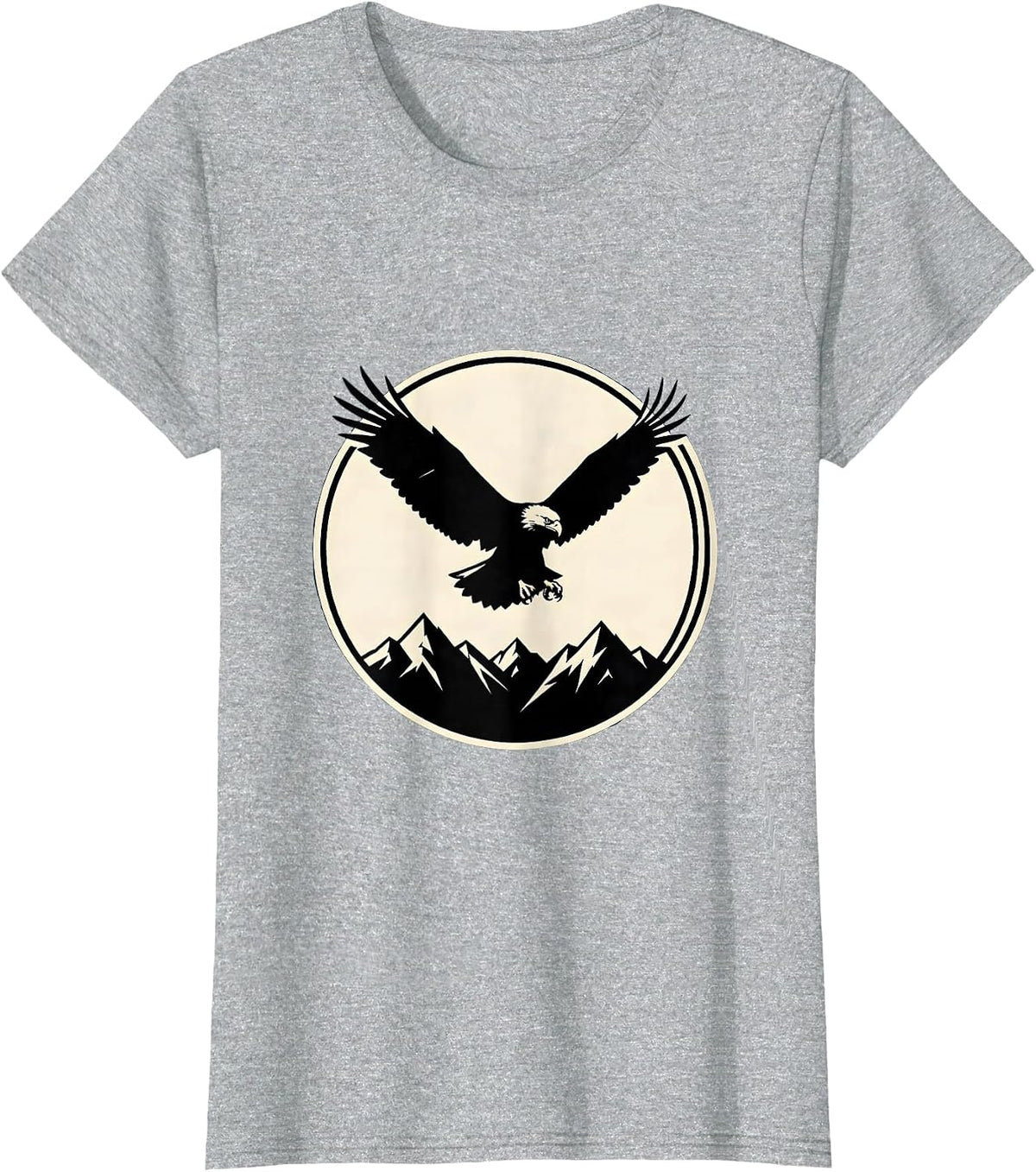 Live Free Eagle Soaring Over Mountain Peaks T-Shirt - Heather Grey