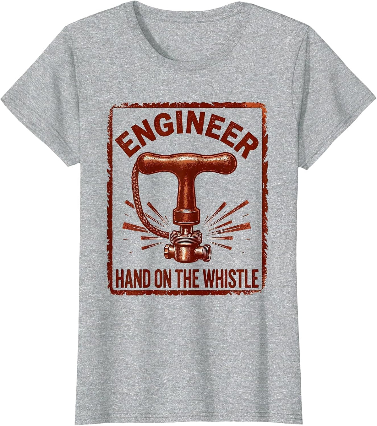 Engineer Hand On The Whistle Retro Train Engineer Steam T-Shirt - Heather Grey