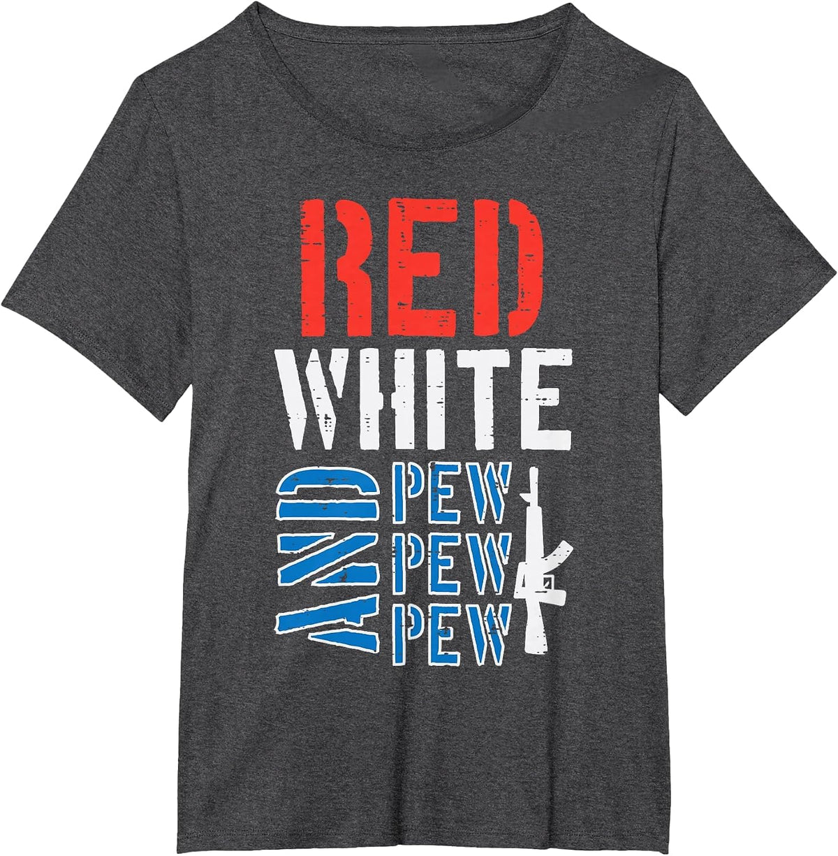 Red White and Pewpewpew Gun Funny 4th of July Patriotic Men T-Shirt - Dark Heather Grey