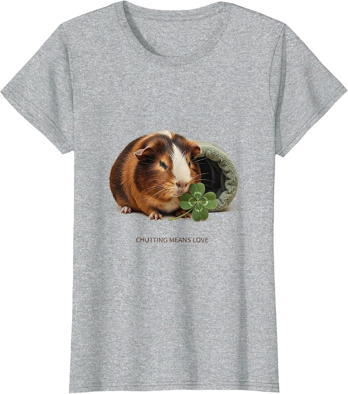 Women's Chutting Means Love Funny Guinea Pig Cavy Lover Pet Humor T-Shirt - Heather Grey