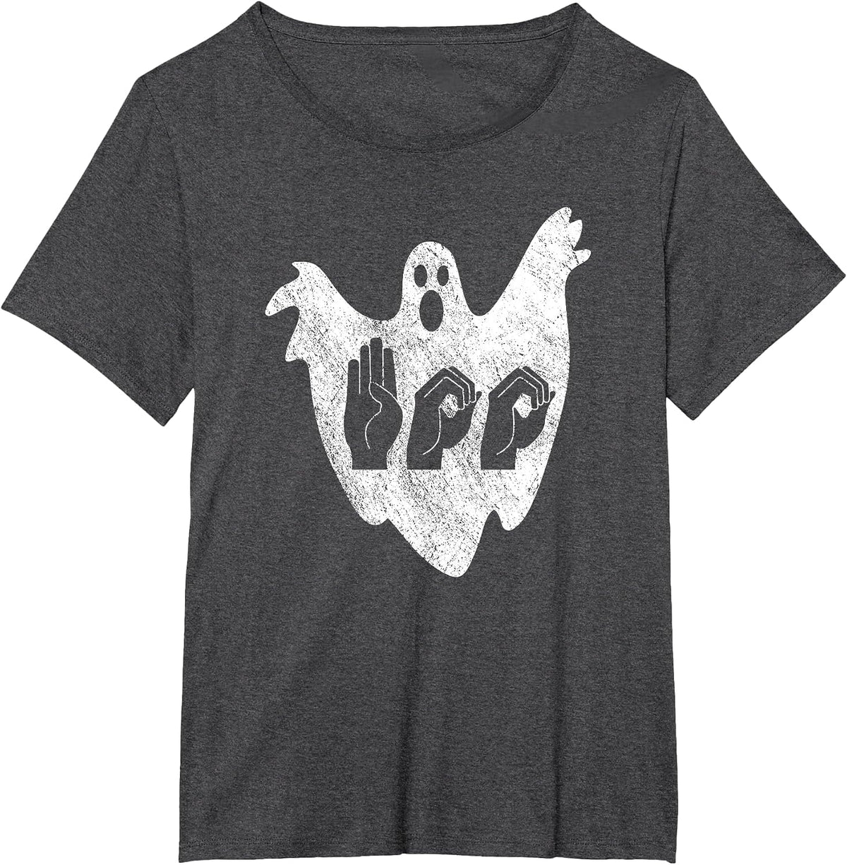 Funny ASL American Sign Language Halloween T-Shirt - Dark Heather Grey