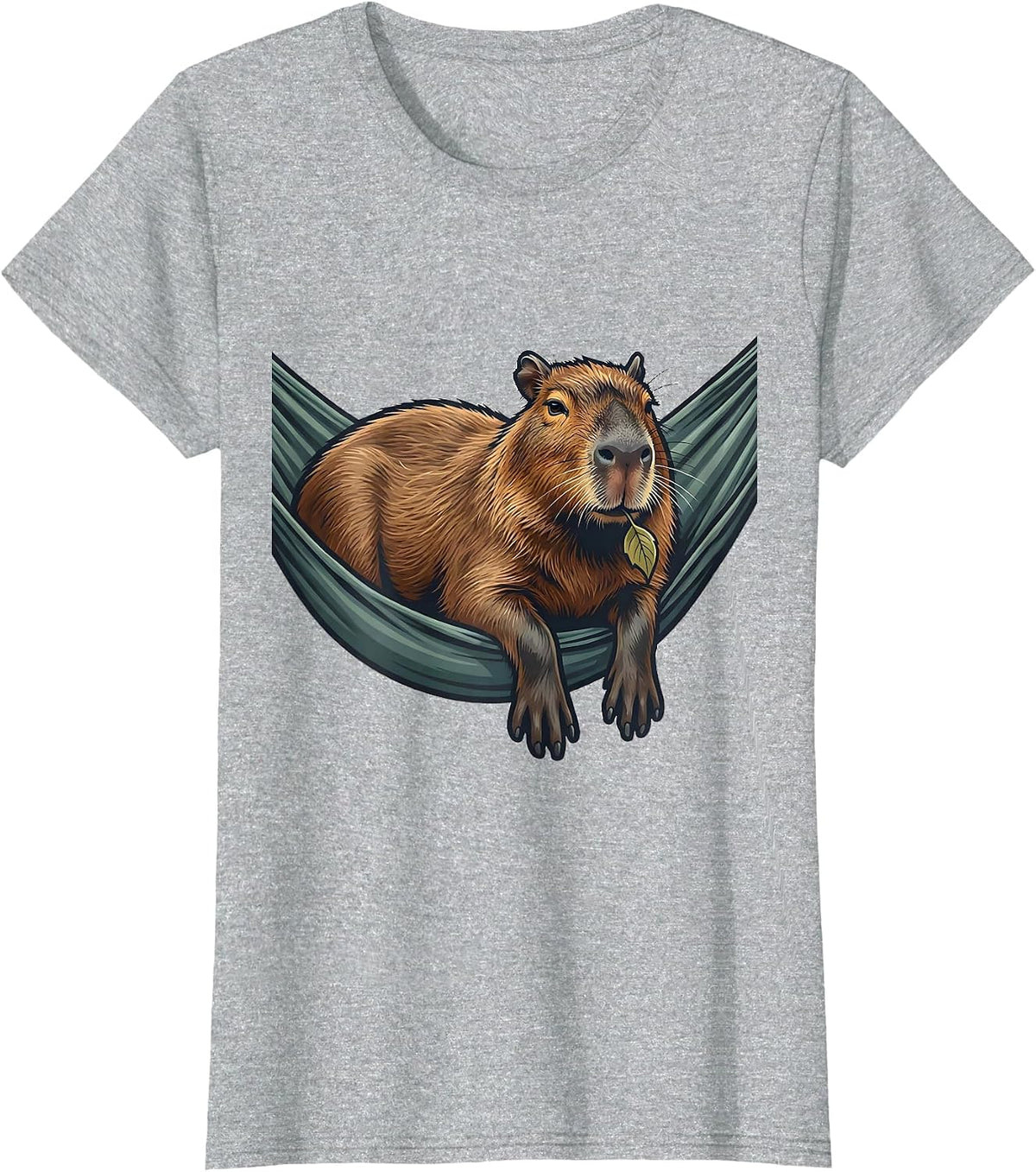 Women's Capybara Hammock Cute Animal Lover Funny Meme T-Shirt - Heather Grey