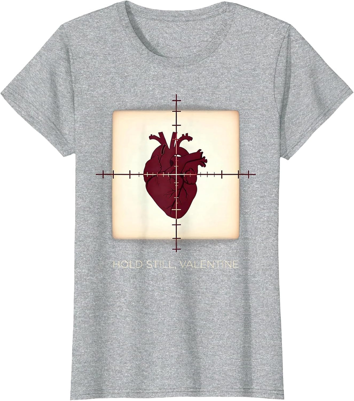 Hold Still Valentine Funny Radiology Tech Skeleton Humor T-Shirt - Heather Grey