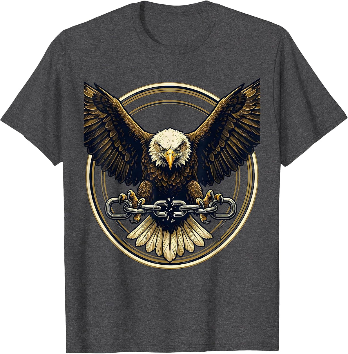 Freedom Eagle Broken Shackle Graphic Tee T-Shirt - Dark Heather Grey