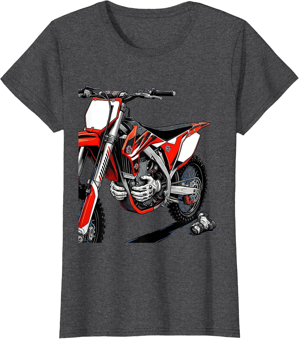 Women's Dirt Bike Racing Livery Graphic Biker Gift T-Shirt - Dark Heather Grey