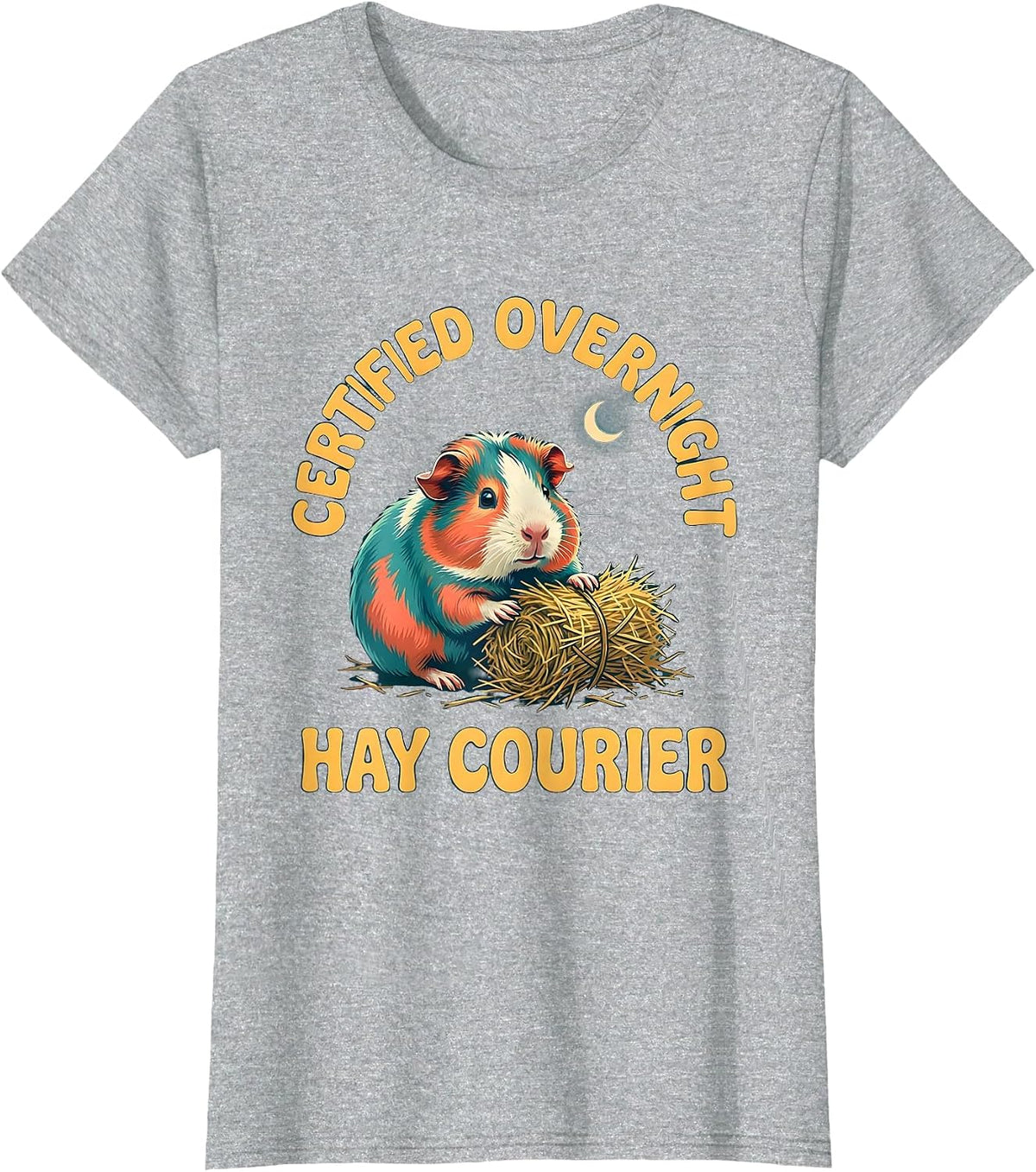 Women's Certified Overnight Hay Courier Funny Guinea Pig Owner Cavy T-Shirt - Heather Grey