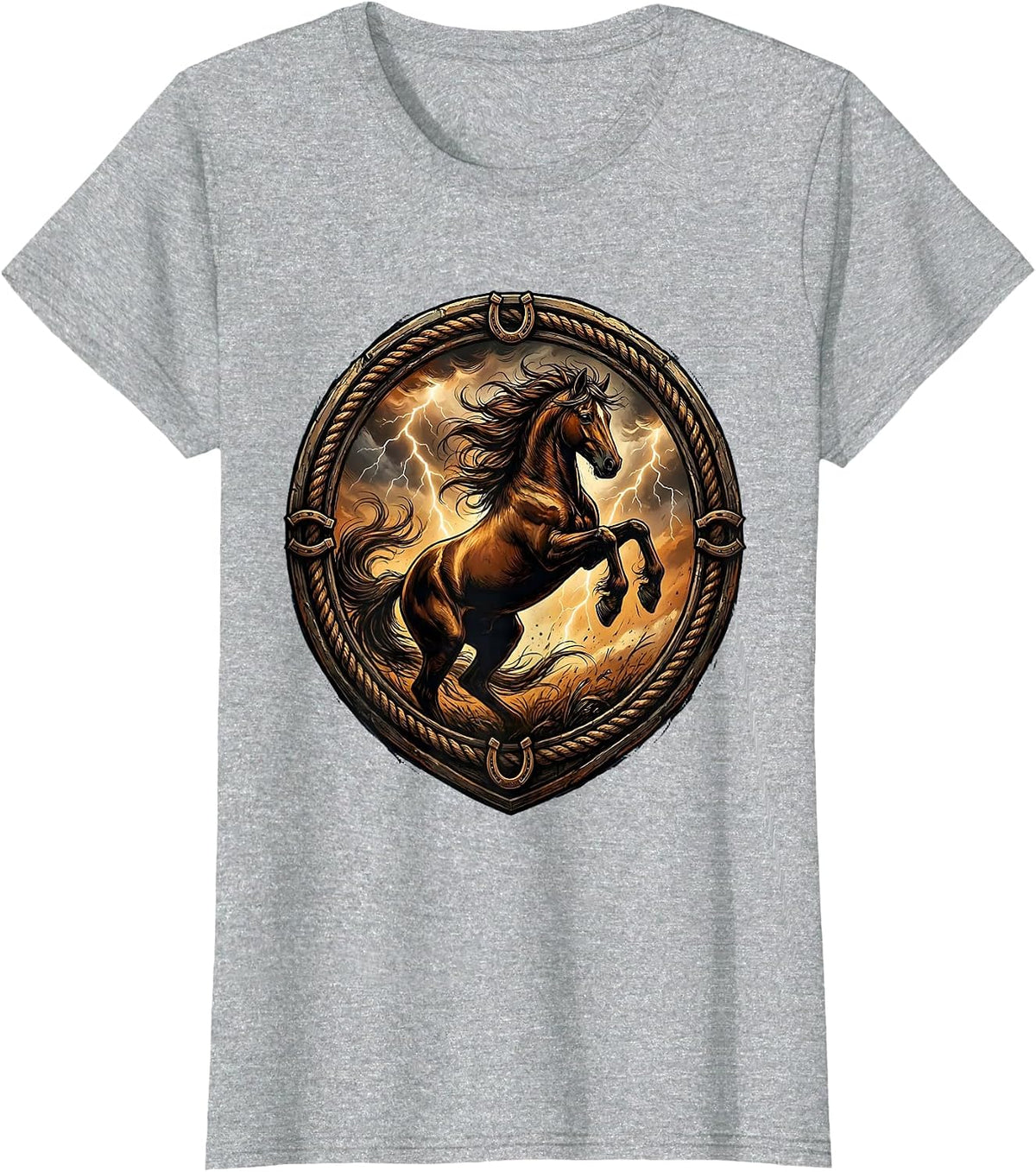 Women's Rearing Horse Stormy Sky Western Graphic T-Shirt - Heather Grey