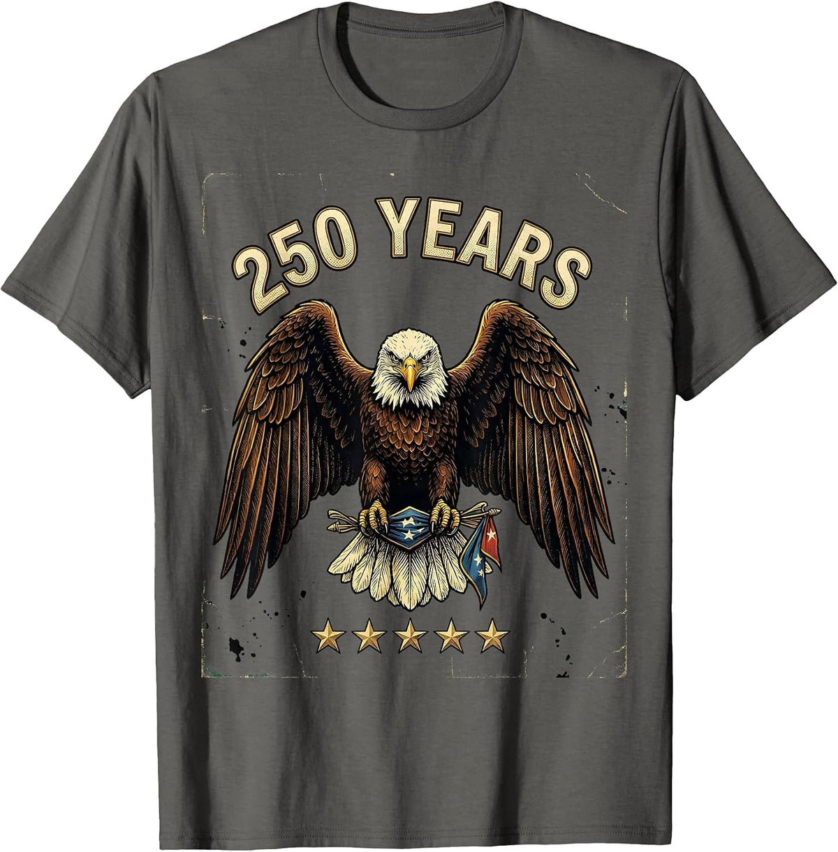 Men's 250 YEARS Vintage Patriotic Eagle Flag 250th Anniversary T-Shirt - Asphalt Grey