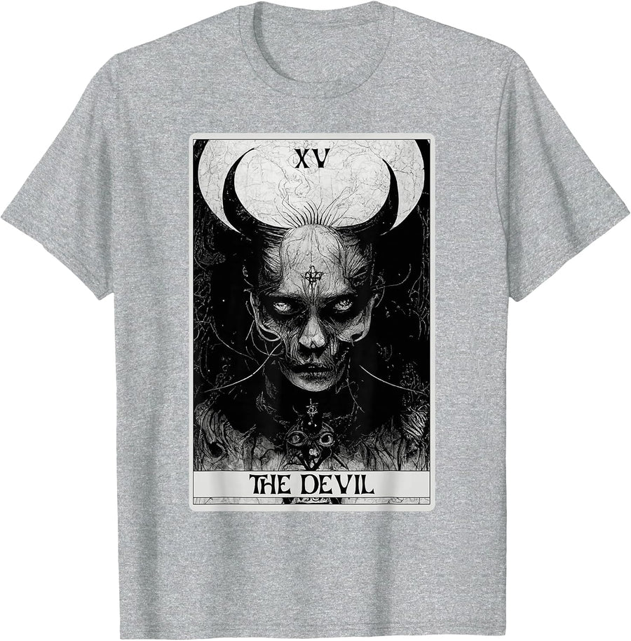 Occult Dark Art Devil Tarot Card T-Shirt - Heather Grey
