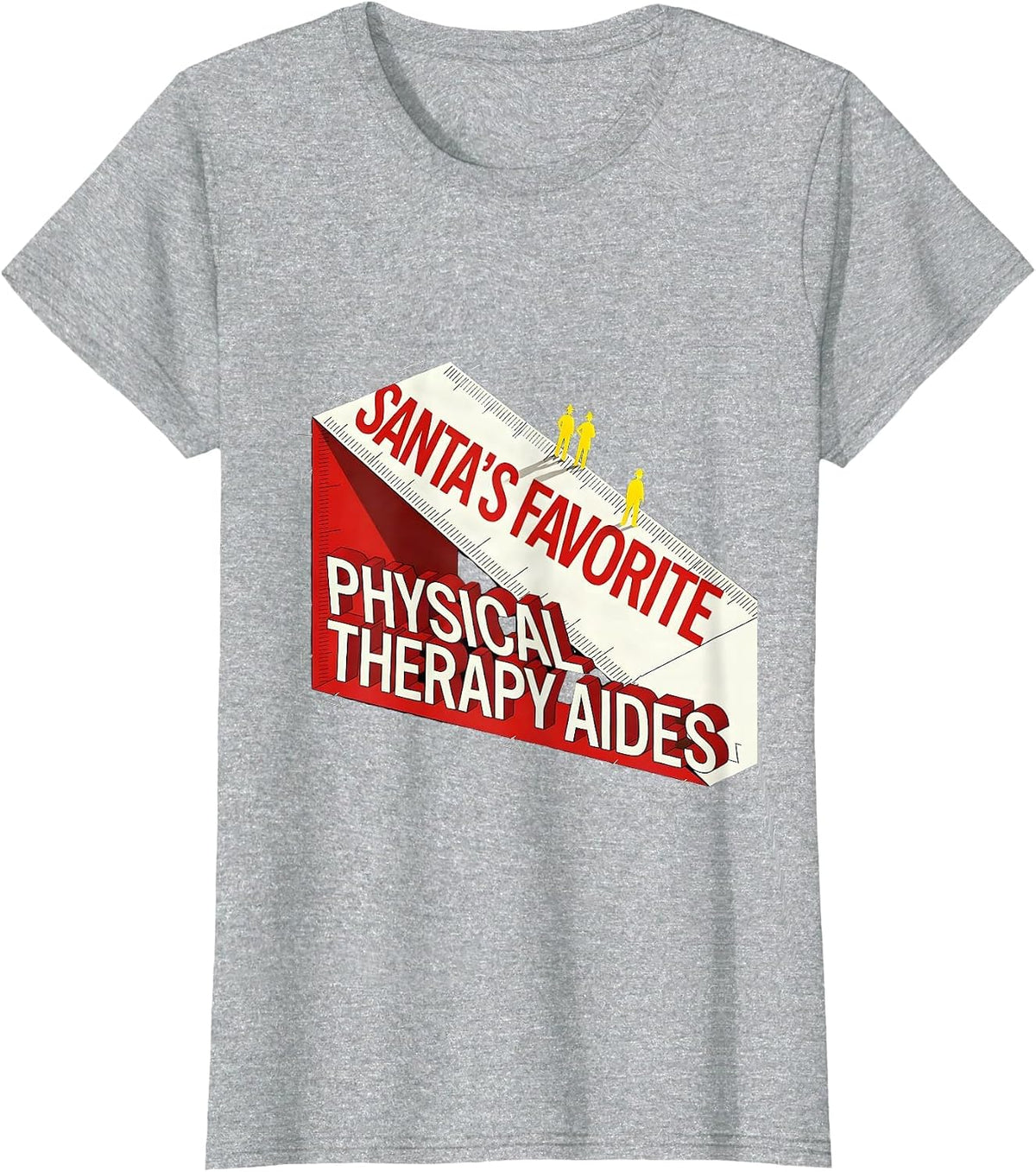 Santa's Favorite Physical Therapy Aides Funny Gift T-Shirt - Heather Grey