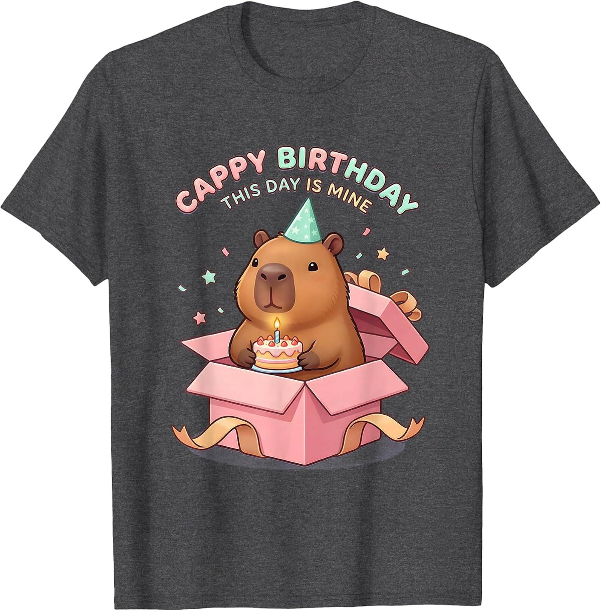 Men's Cappy Birthday This Day Is Mine Cute Kawaii Capybara T-Shirt - Dark Heather Grey