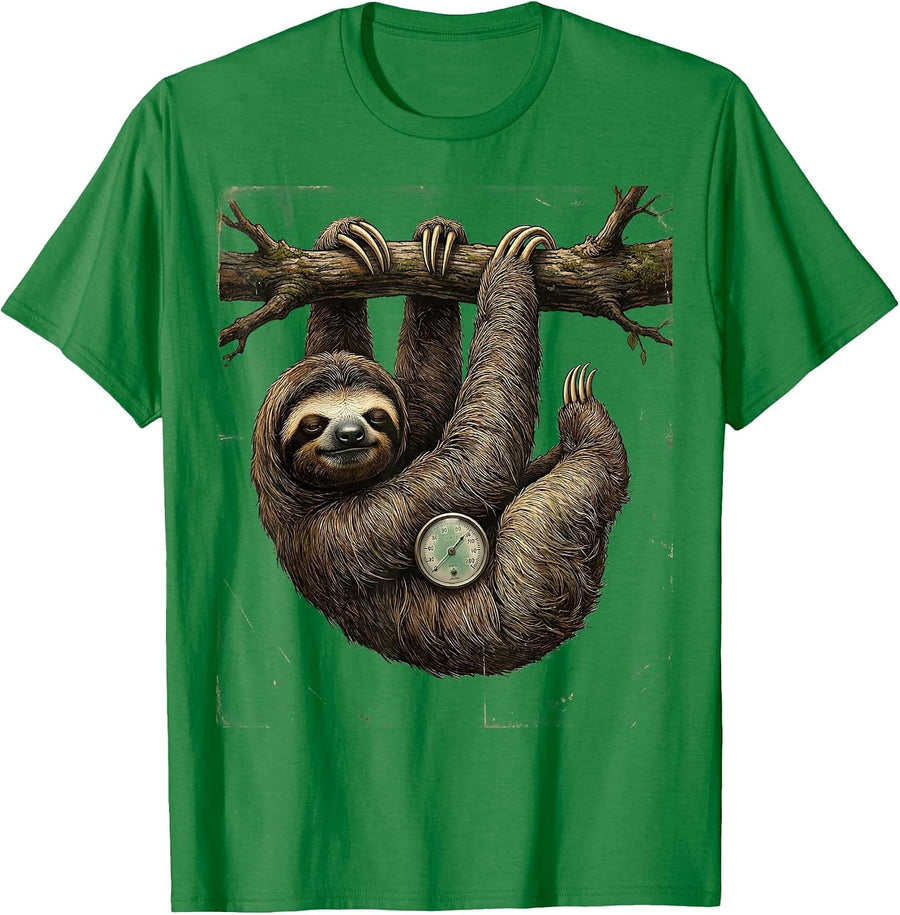 Men's Sloth Lazy Humor Vintage Animal Lover Gift T-Shirt - Kelly Green