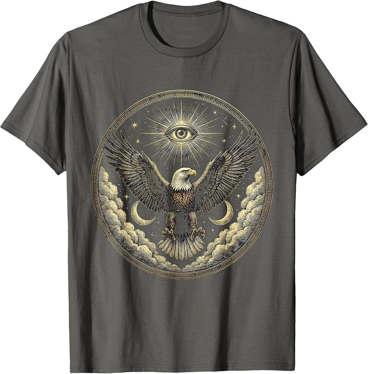 Men's Eagle Soaring Through Storm Clouds Graphic T-Shirt - Asphalt Grey