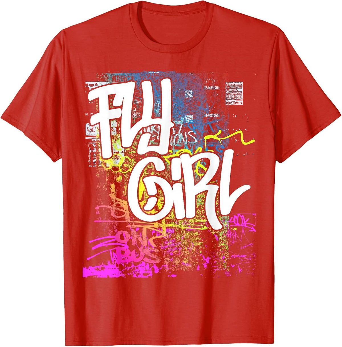 Fly Girl 80s 90s Rap B-Girl Old School Hip Hop Graffiti T-Shirt - Red