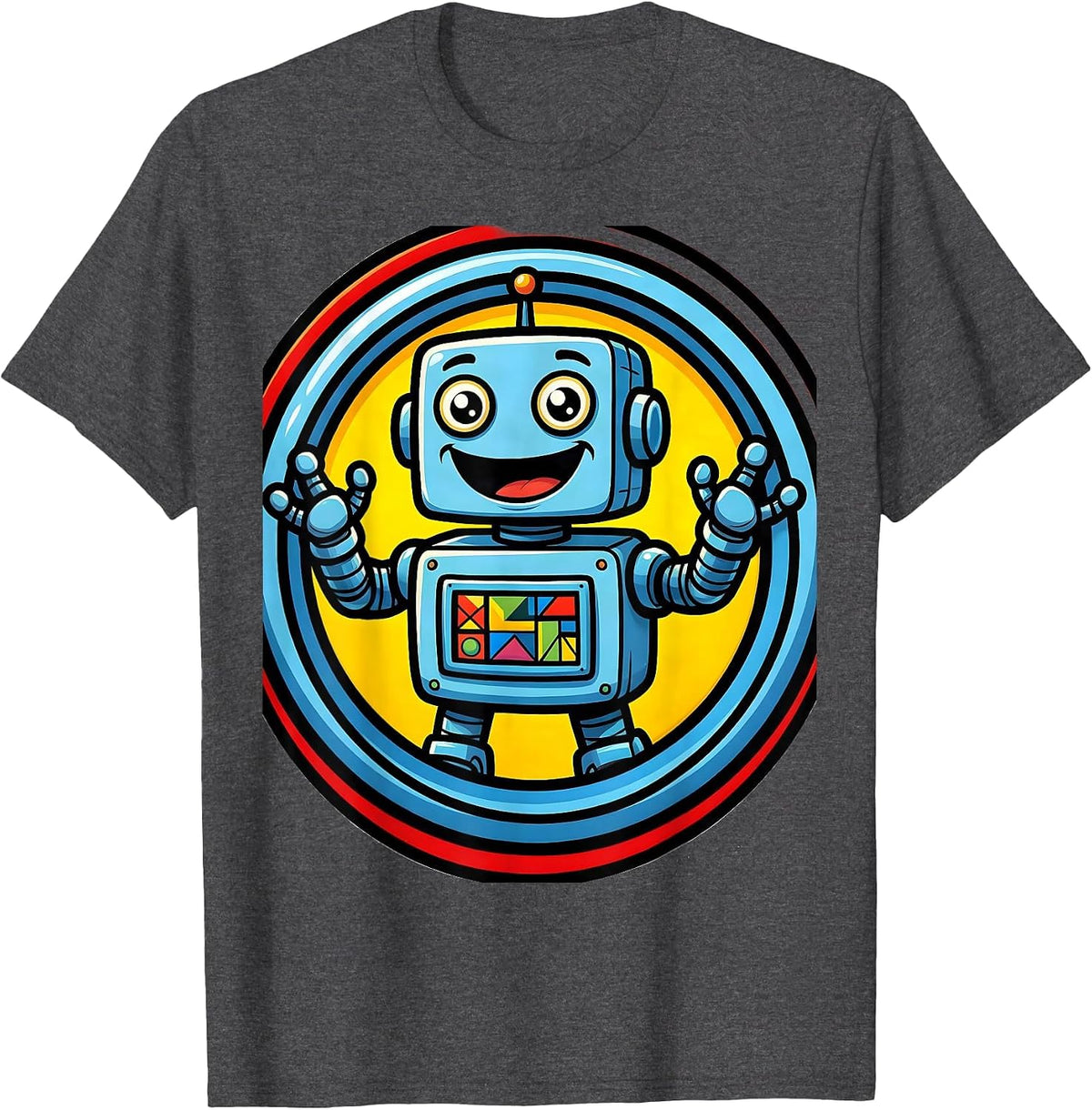 Men's Special Education Teacher Cheerful Robot ABCs Gift T-Shirt - Dark Heather Grey