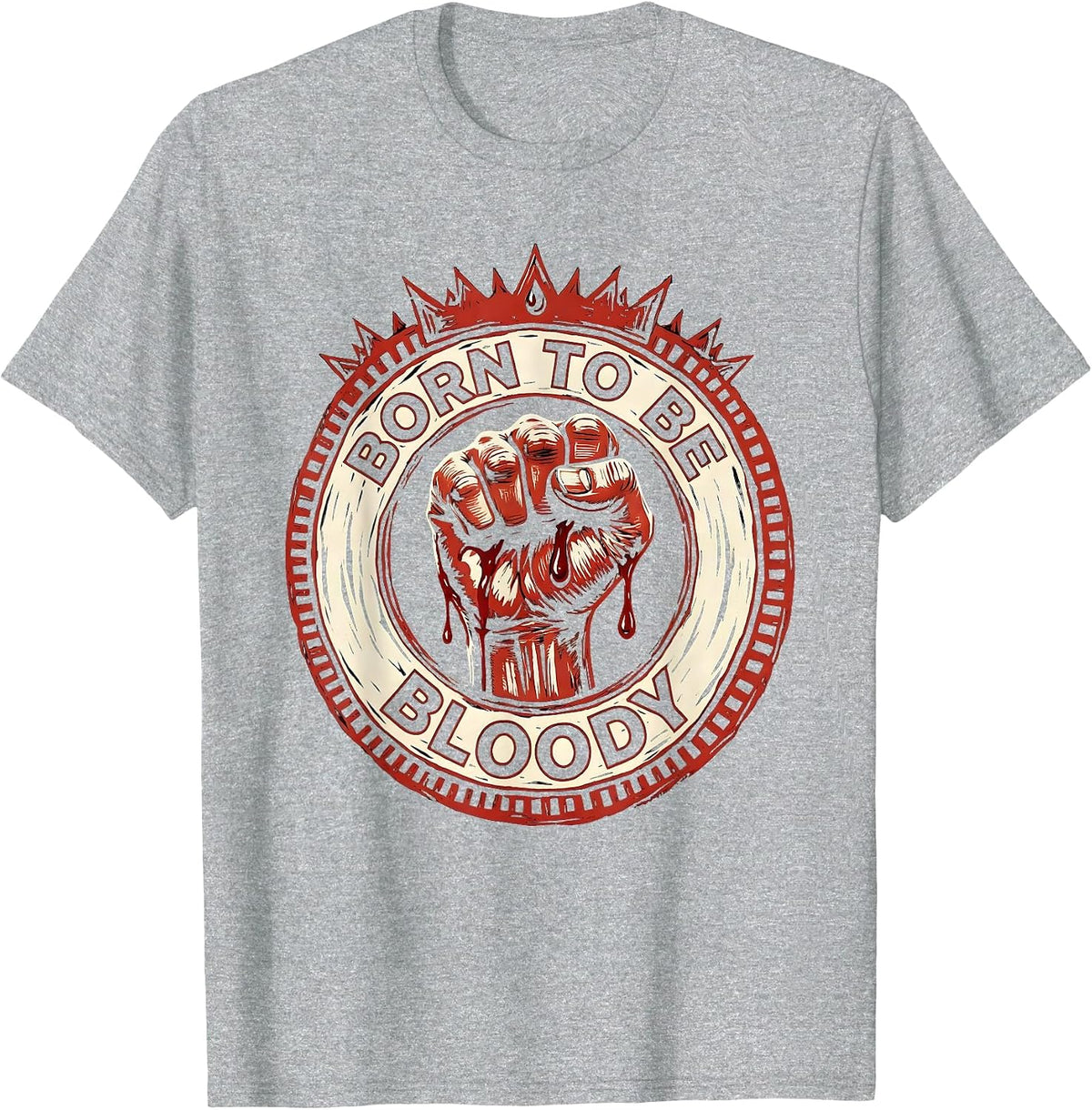 Men's Born to Be Bloody Dark Graphic Design T-Shirt - Heather Grey