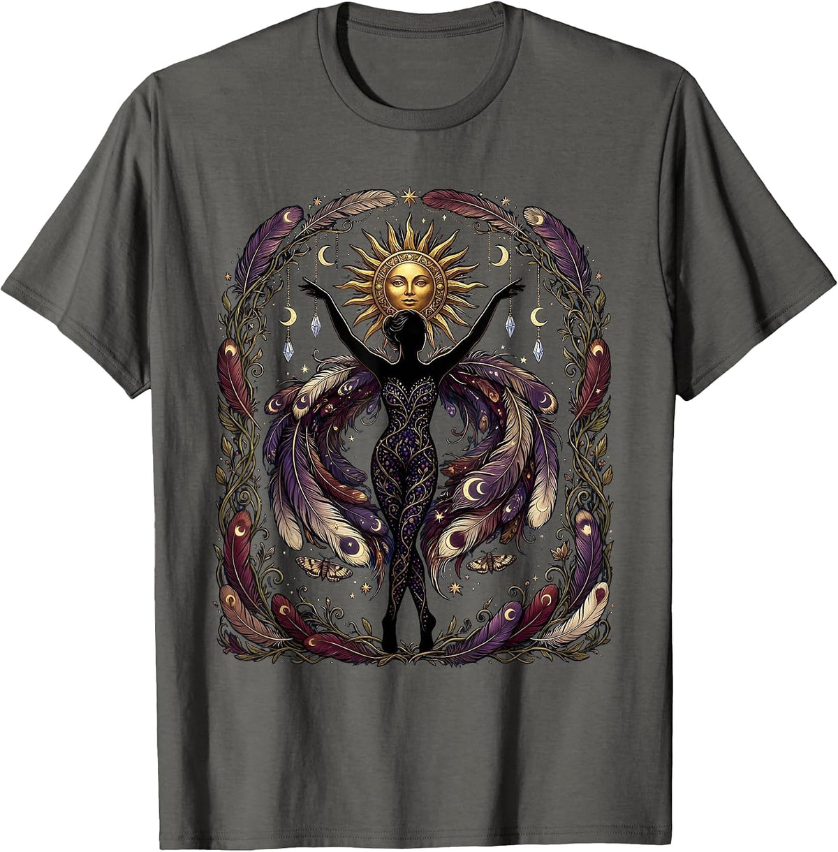 Men's Mardi Gras Dancing Feathered Boa Silhouette T-Shirt - Asphalt Grey