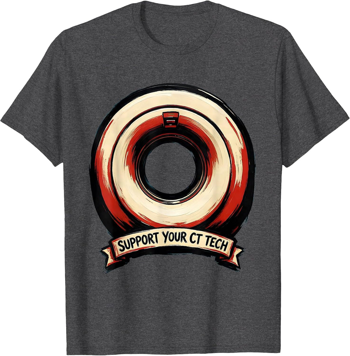 Men's Support Your CT Tech Funny Radiology Tech Humor Gift T-Shirt - Dark Heather Grey
