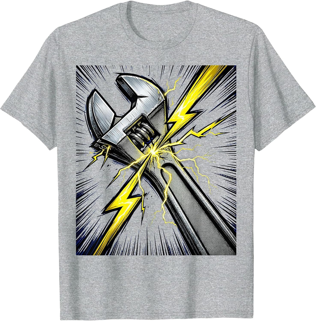 Men's Torque Wrench Lightning Bolt Mechanic Graphic T-Shirt - Heather Grey