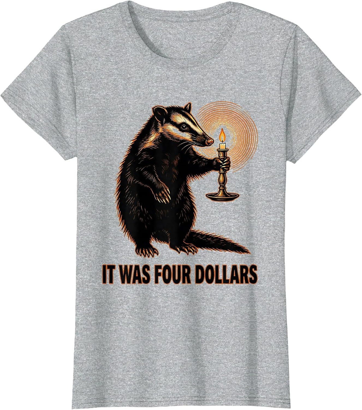 Women's It Was Four Dollars Funny Opossum Thrifting Vintage T-Shirt - Heather Grey