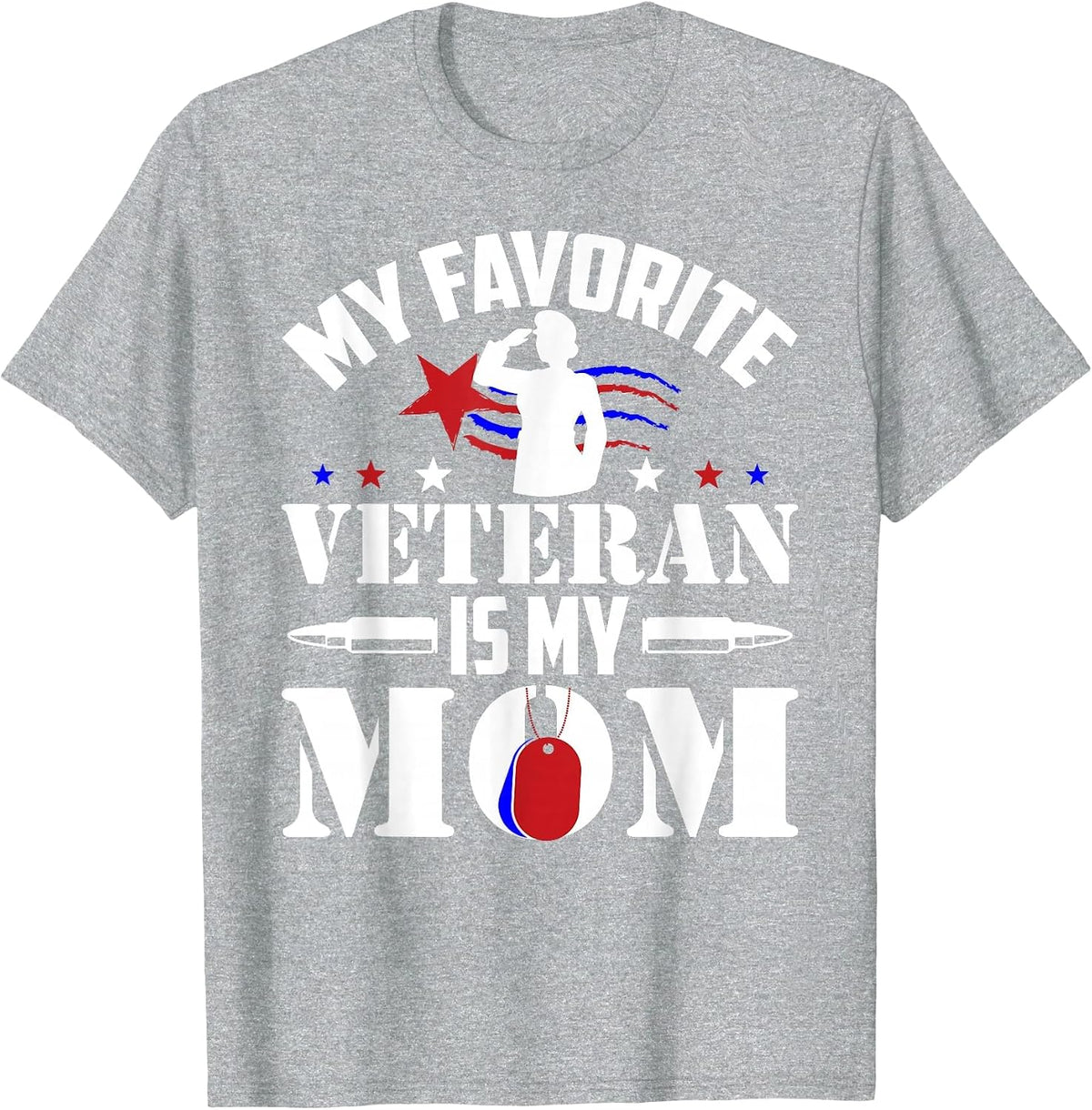 Veterans Day Military My Favorite Veteran is My Mom Kids T-Shirt - Heather Grey
