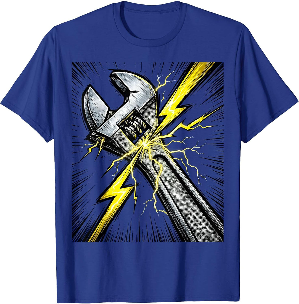 Men's Torque Wrench Lightning Bolt Mechanic Graphic T-Shirt - Royal Blue