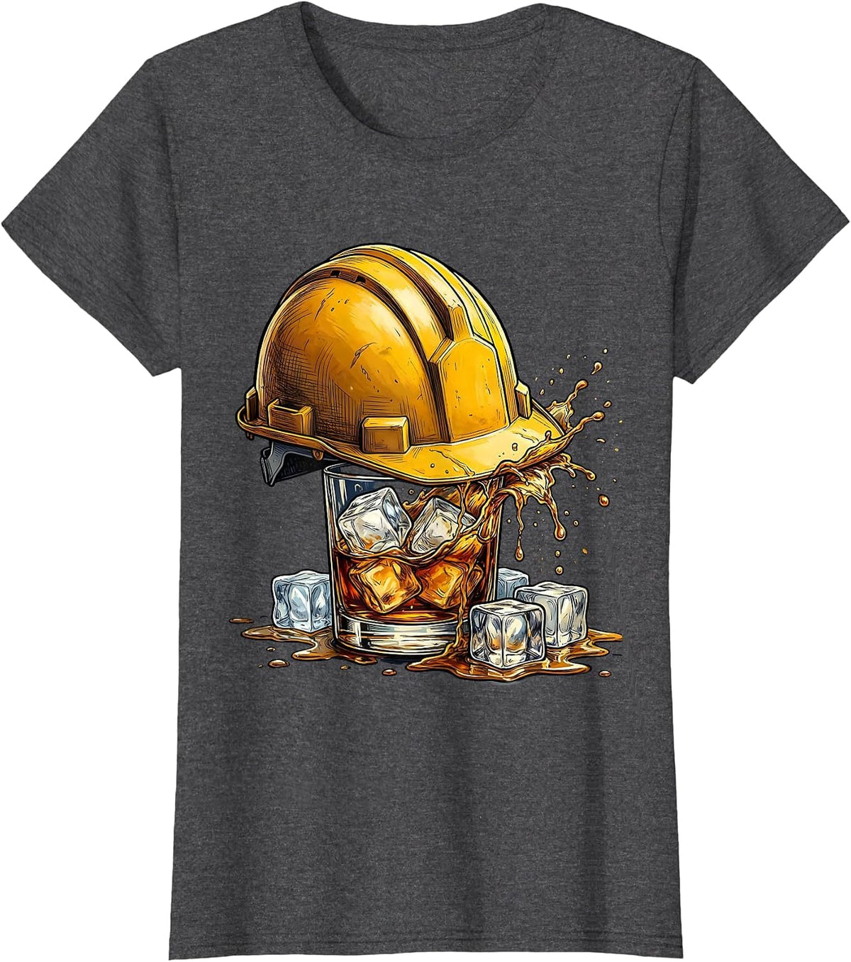 Women's Whiskey Lover Labor Day Hard Hat Graphic T-Shirt - Dark Heather Grey