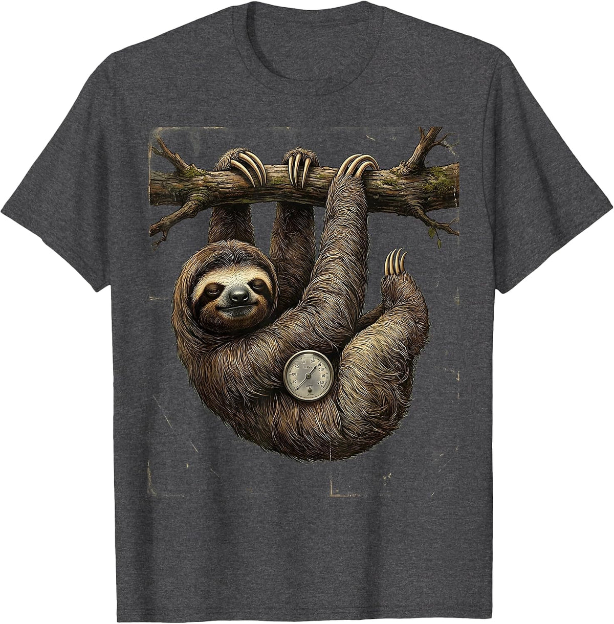 Men's Sloth Lazy Humor Vintage Animal Lover Gift T-Shirt - Dark Heather Grey