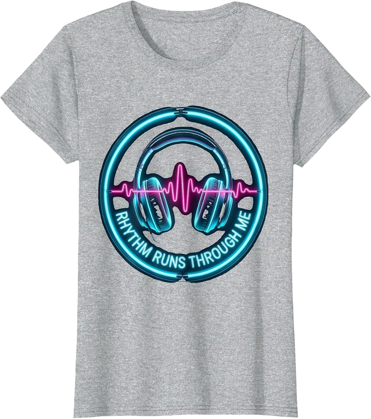 Rhythm Runs Through Me Hip Hop Music Design T-Shirt - Heather Grey