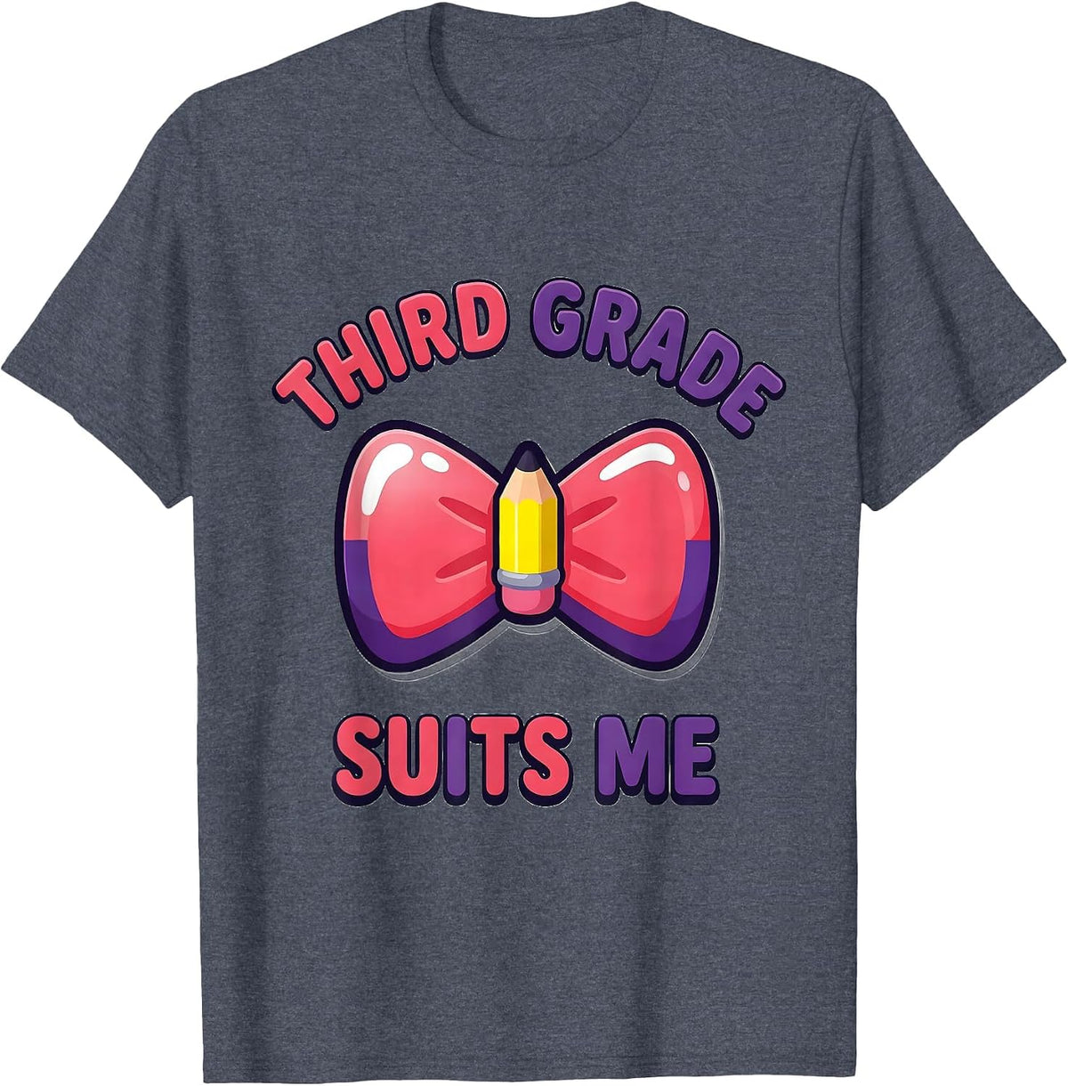 Third Grade Suits Me Cute Coquette Bow Back to School T-Shirt - Heather Blue