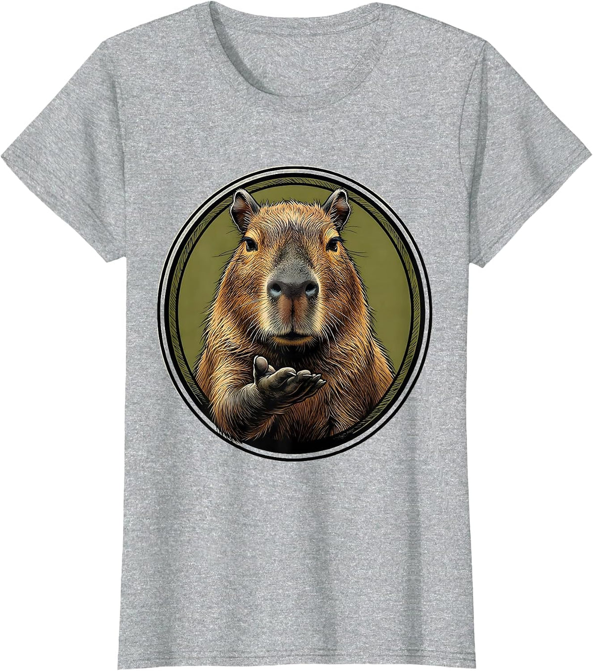 Capybara Meme Animal Humor Funny Rodent Illustration T-Shirt - Heather Grey
