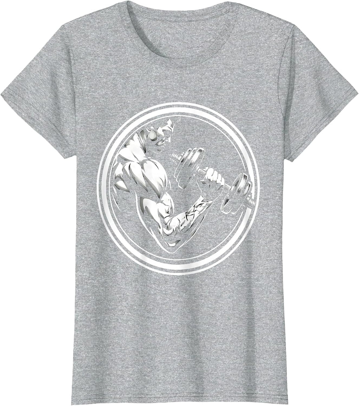 Dumbbell Curl Gym Workout Graphic Design T-Shirt - Heather Grey