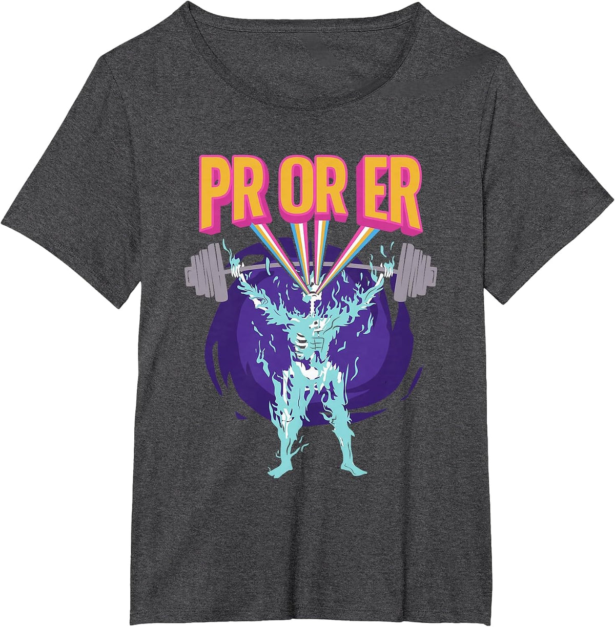 PR Or ER, Workout Bodybuilding Gym Weightlifting T-Shirt - Dark Heather Grey