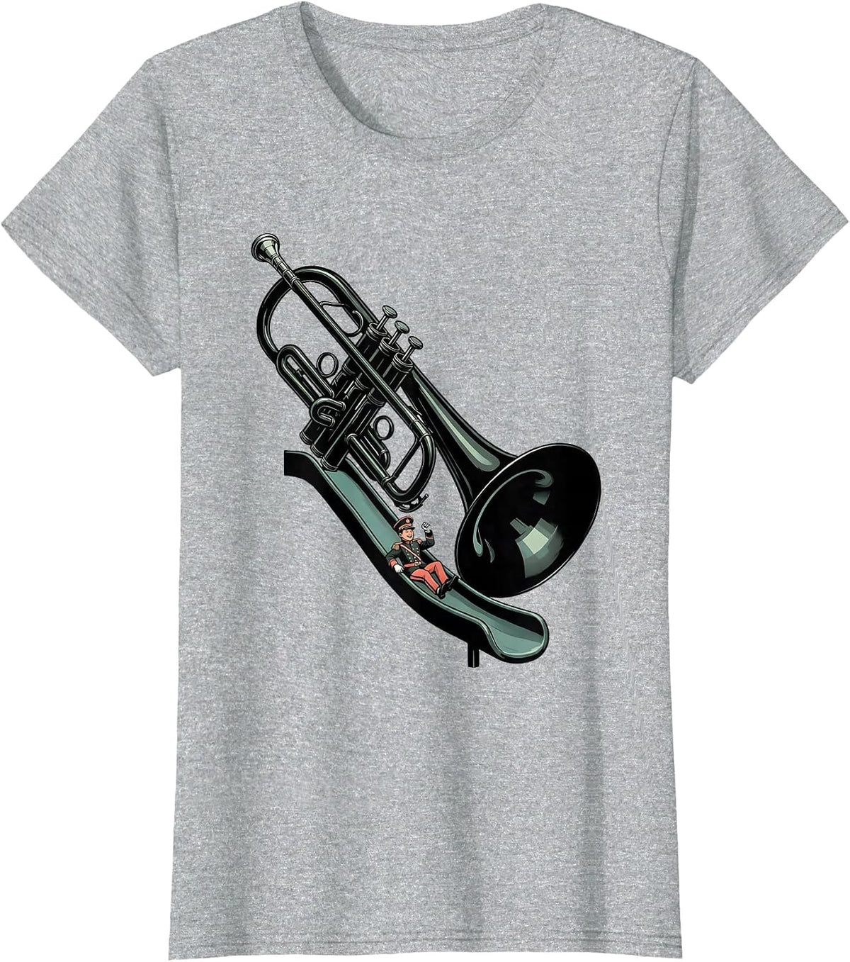 Oversized Trombone Playground Chute Funny Band Player Gift T-Shirt - Heather Grey