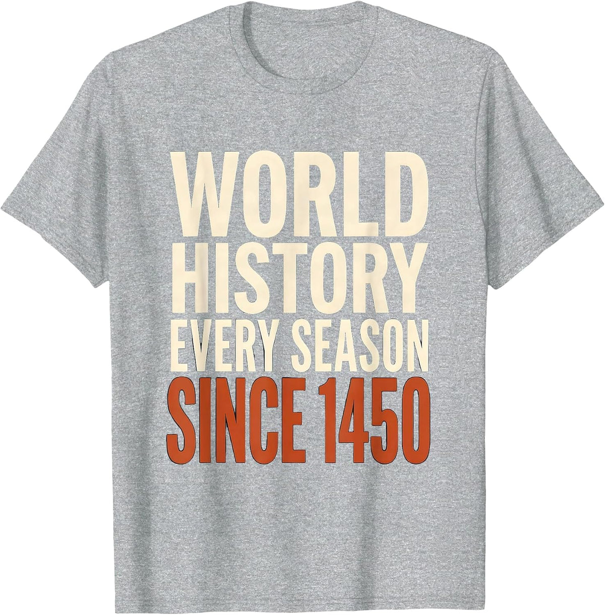 Men's World History Every Season Since 1450 Funny History Teacher T-Shirt - Heather Grey