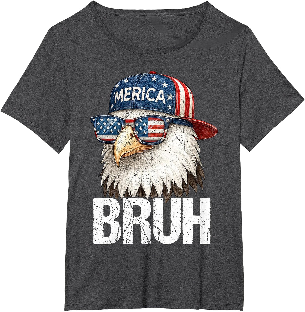 Bruh Fourth 4th of July Eagle American Patriotic Mens Boys T-Shirt - Dark Heather Grey