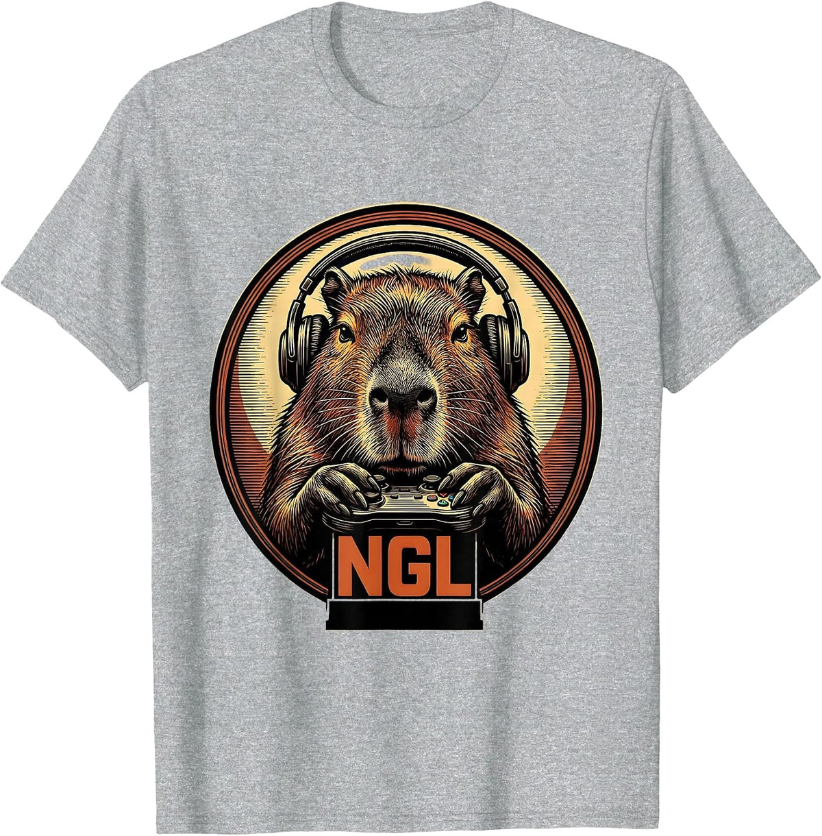 Men's Ngl Funny Capybara Gamer Meme Humor Video Games T-Shirt - Heather Grey