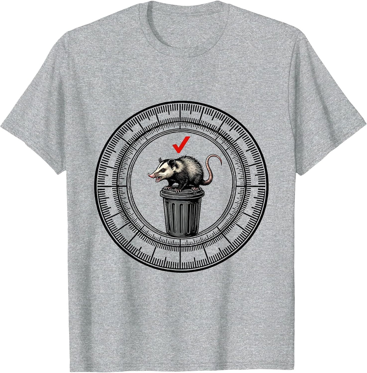 Men's Measuring Ring Opossum Absurdist Humor Animal Meme T-Shirt - Heather Grey