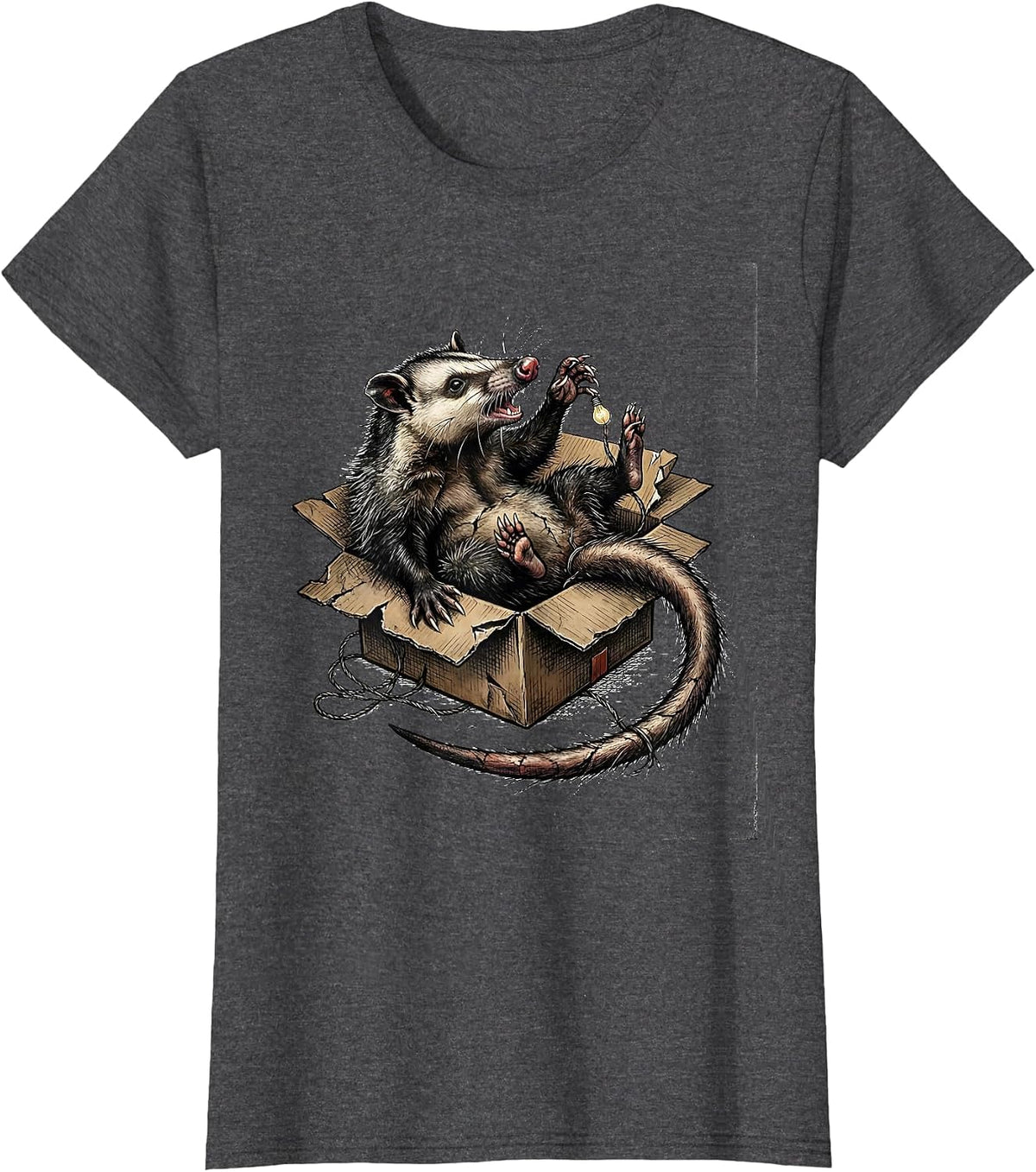 Women's Angry Opossum Possum Lover Meme Humor T-Shirt - Dark Heather Grey