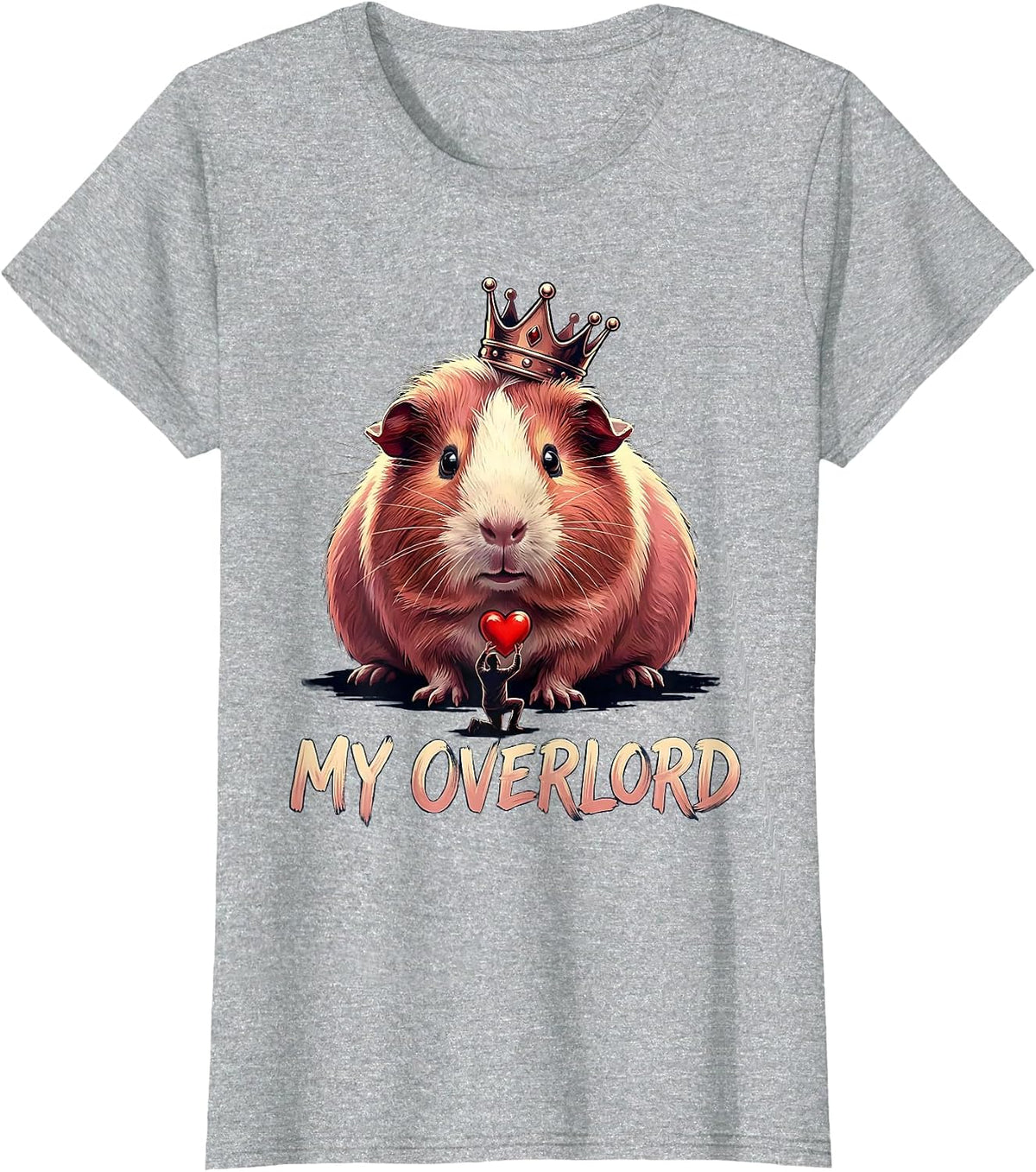 Women's Guinea Pig Crowned Farm Animal Humor Gift T-Shirt - Heather Grey