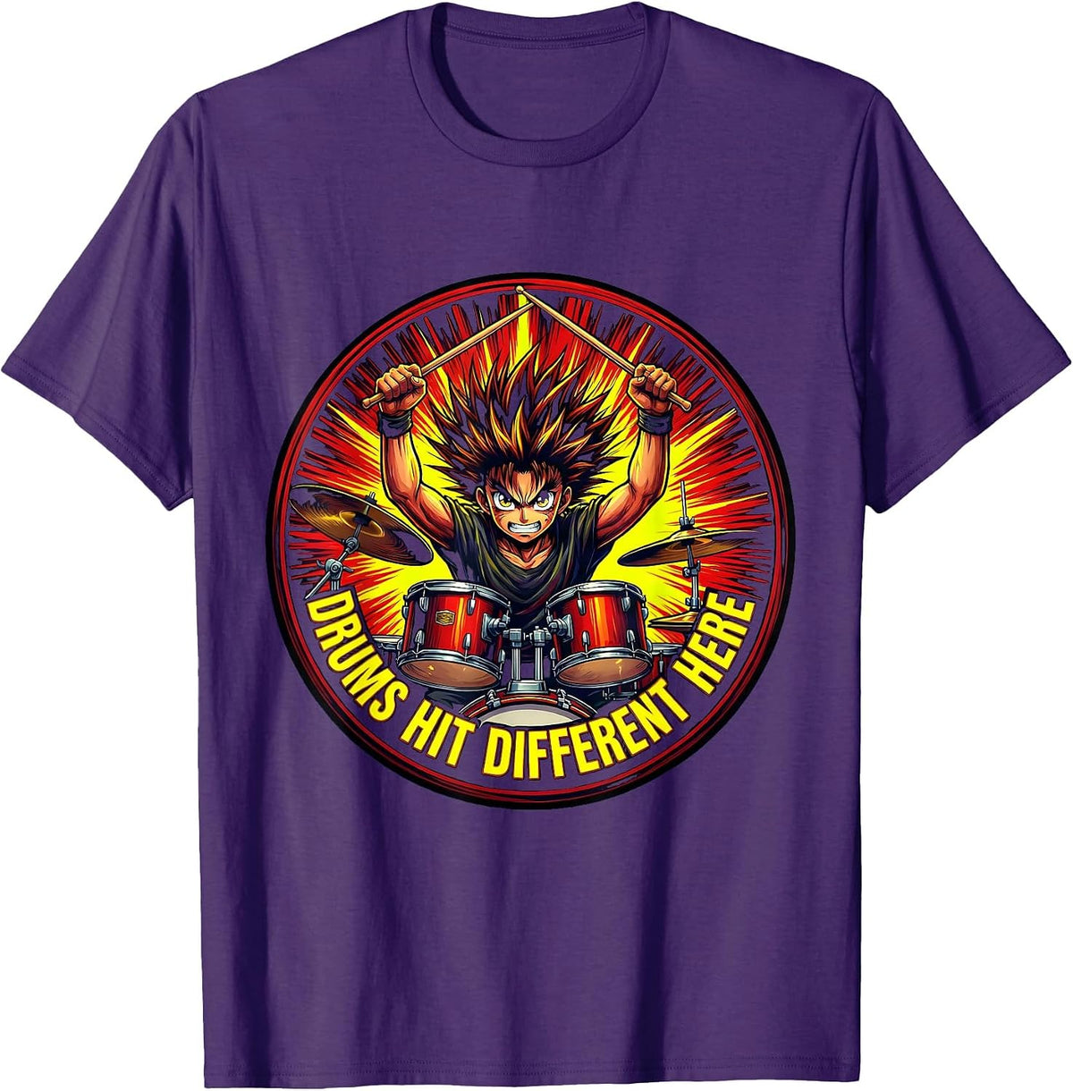 Drums Hit Different Here Band Music Design T-Shirt - Purple