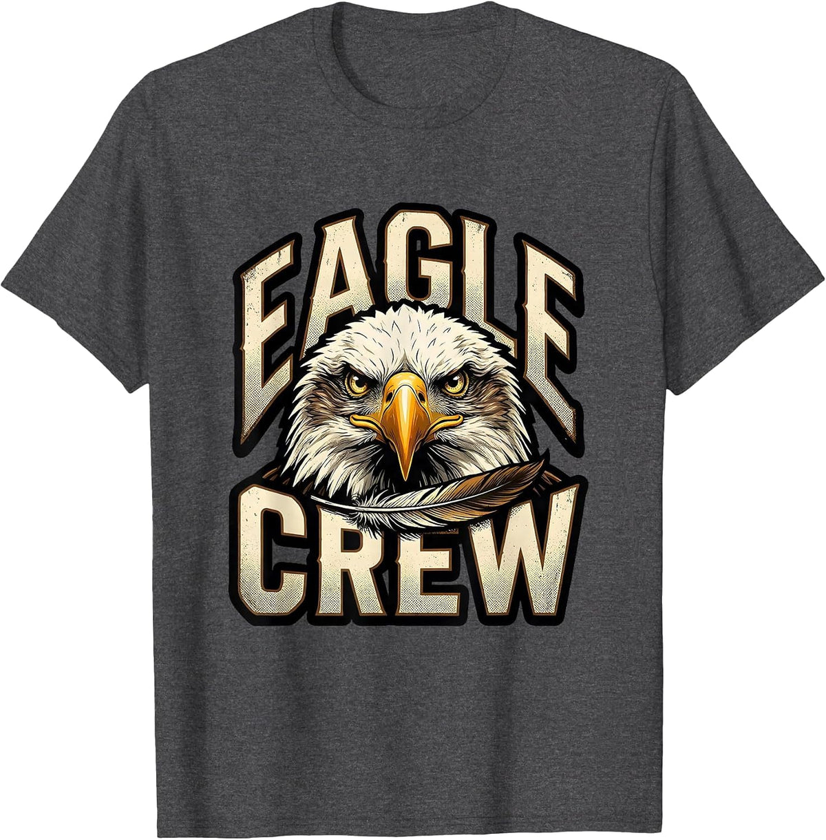 Men's Eagle Crew Bold Vintage Eagle Mascot Fan Pride Family T-Shirt - Dark Heather Grey