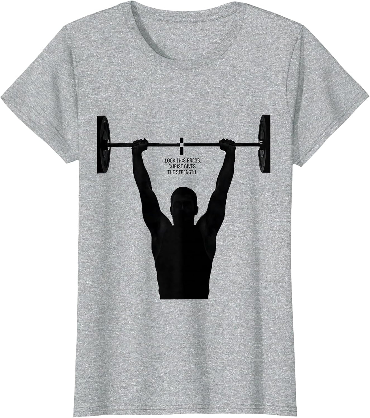 I Lock This Press, Christ Gives The Strength Christian Gym T-Shirt - Heather Grey