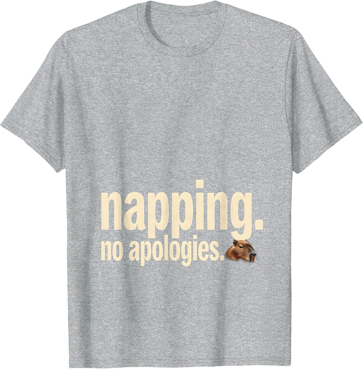 Men's Napping. No Apologies. Cute Capybara Sleepybara Sleep T-Shirt - Heather Grey