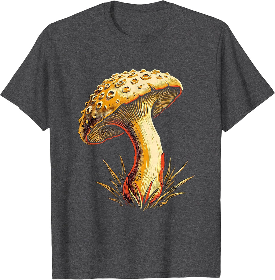 Men's Jaunty Morel Mushroom Foraging Fun Guy Humor T-Shirt - Dark Heather Grey