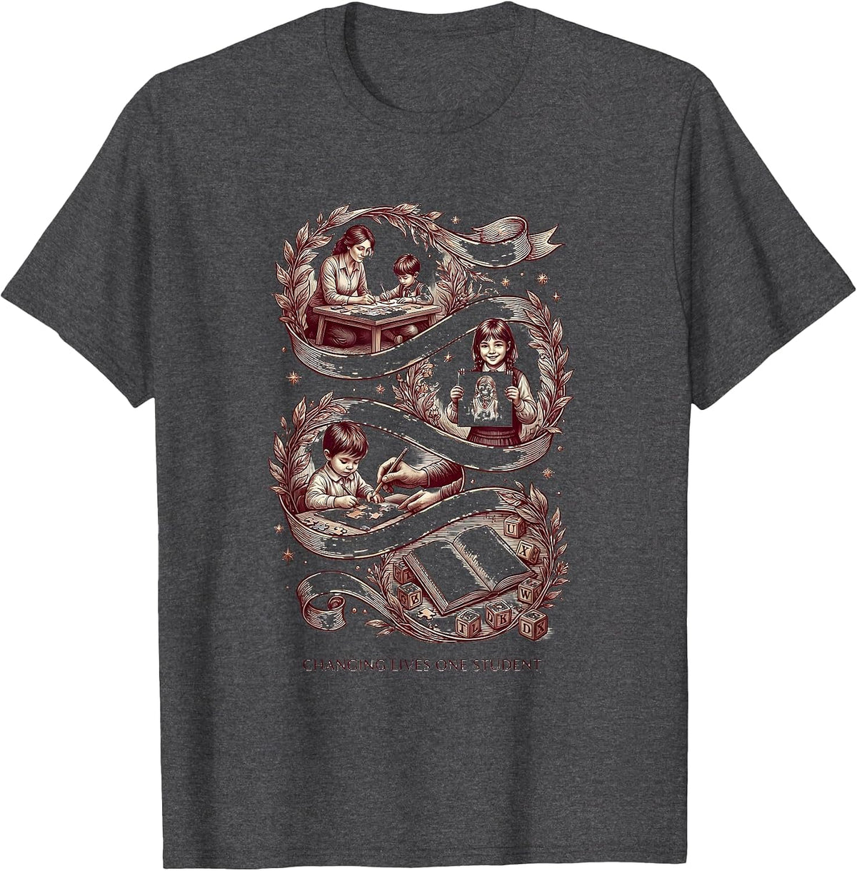 Men's Changing Lives One Student Special Education Teacher T-Shirt - Dark Heather Grey