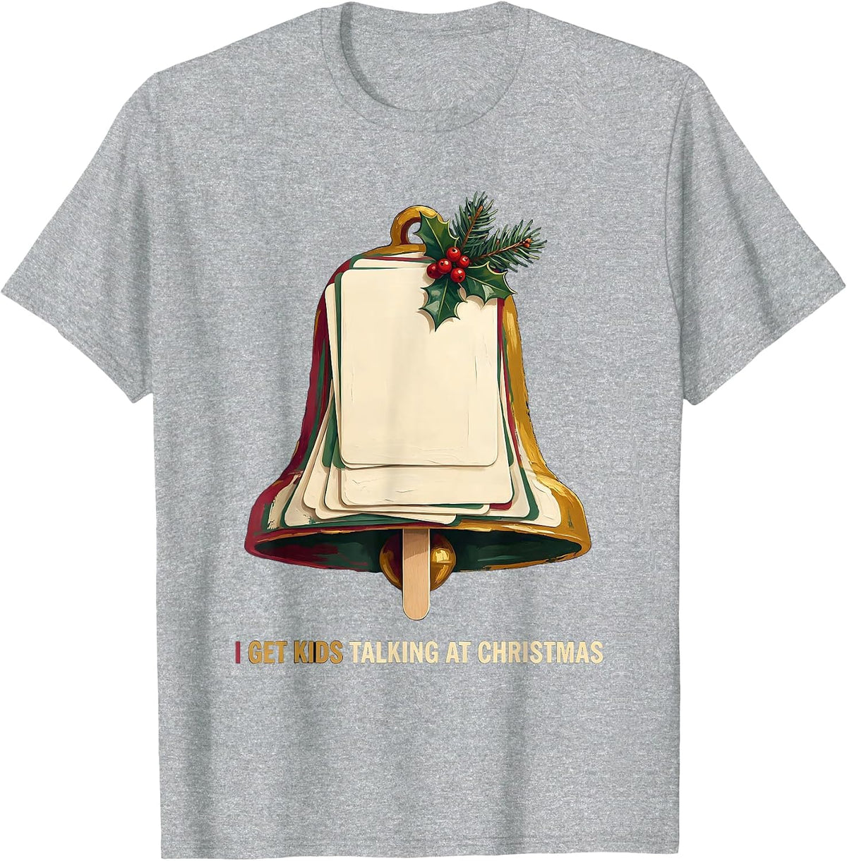 Men's I Get Kids Talking at Christmas Speech Therapist SLP Holiday T-Shirt - Heather Grey